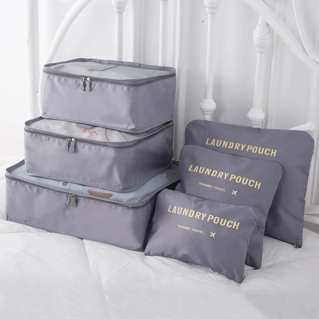 6 Pcs Utazási Tároló Táska Ruhákhoz Rendezett Szervező Ruhásszekrény Bőrönd Tasak Unisex Multifunkciós Csomagoló Készlet Bolsas - Image 3