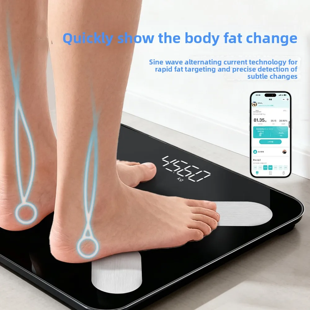 Smart Bluetooth Fat Rechargeable Electronic Weight APP Intelligent Body Composition Household Weighing Scale_voghion.com