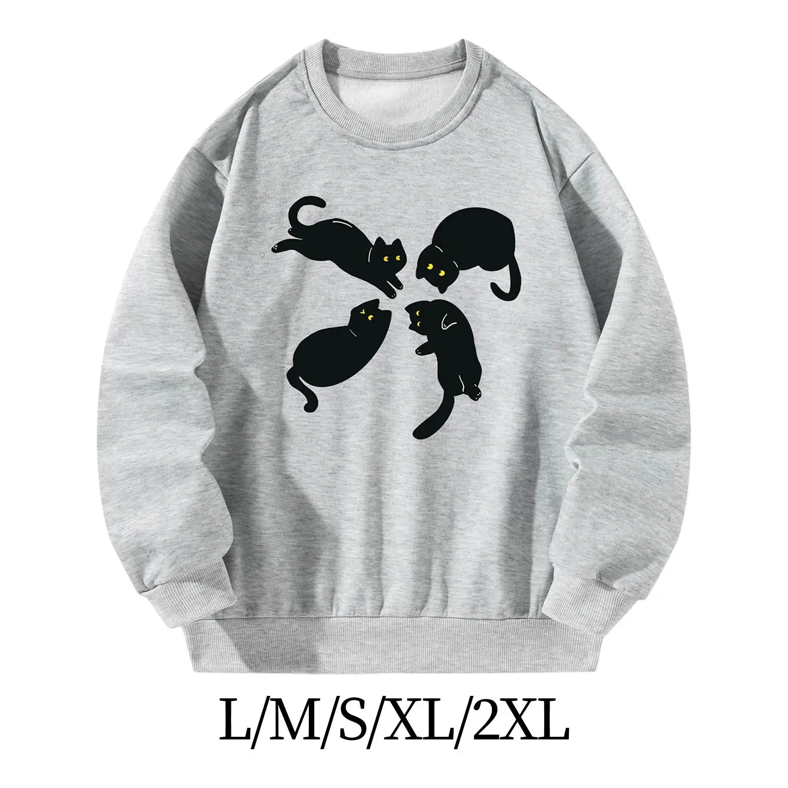 

Black Cat Fashion Outfits Clothes Lightweight Casual Comfy Women Sweatshirt for Vacation Daily Wear Autumn Winter Travel Office