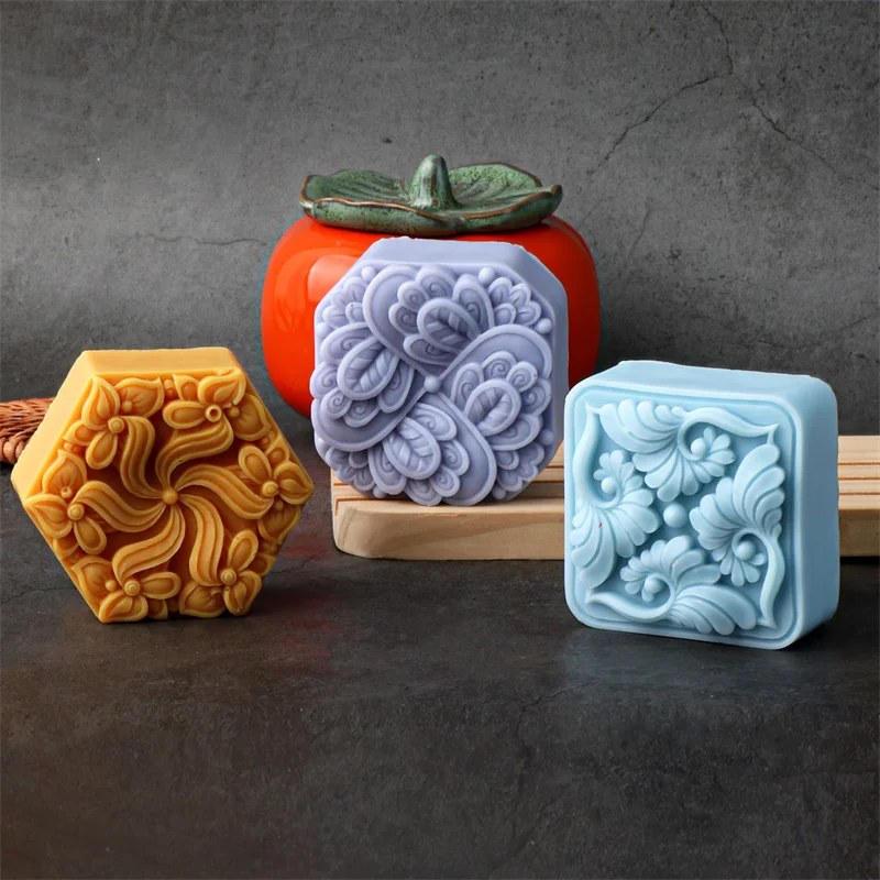 3D Classical Court Totem Style Pattern Silicone Soap Molds DIY Hexagonal Rectangle Natural Soap Mold Handmade Making Resin Craft silicone mold,soap molds