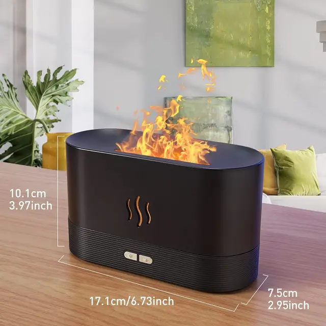 Aroma diffuser Air humidifier Ultrasonic cold mist atomizer Led essential oil simulation seven color flame lamp diffuser bedroom 4