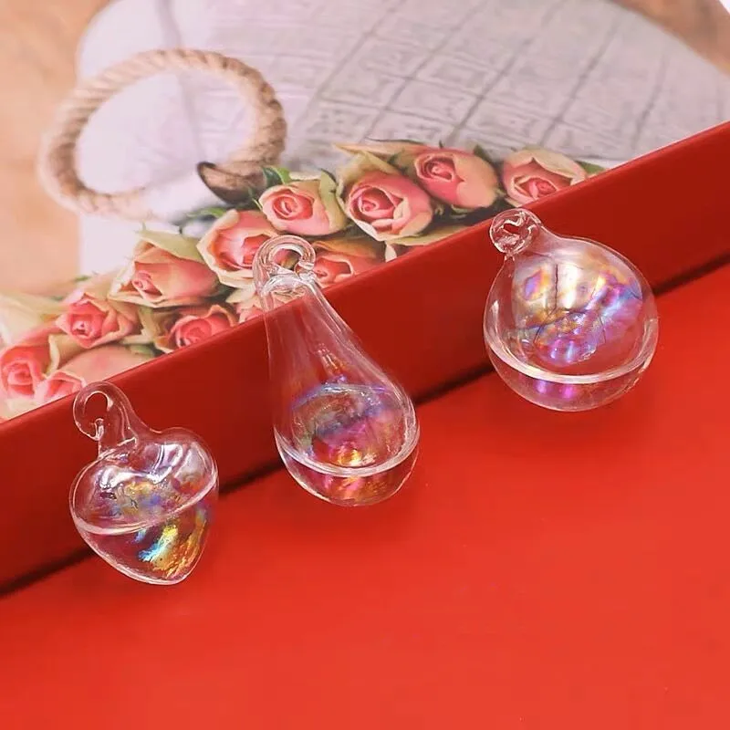 10pcs Rainbow With Liquid Glass Bubble Dangle Earrings For Women Original Hand Blown Glass Ball Asymmetric Drop Earrings Gifts