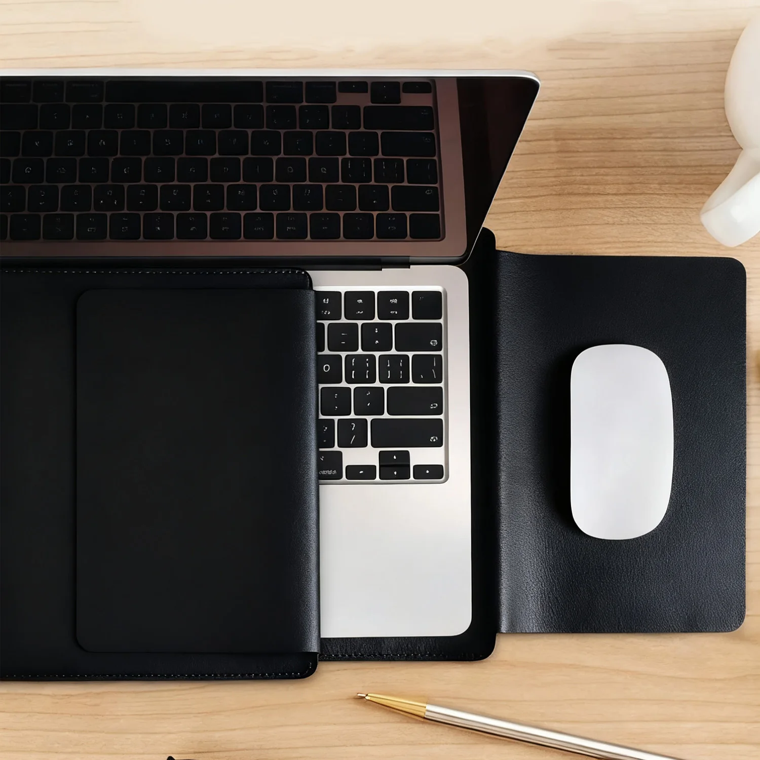 14-16 inch Laptop Sleeve Case for MacBook Air 15 2023-2025/MacBook Pro 16 2024 Waterproof PU Leather Bag Protective Case Cover