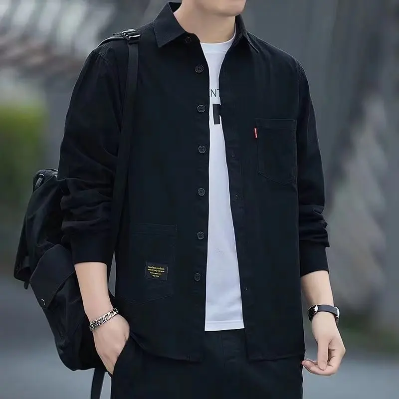 Pockets Button Handsome Turn-down Collar Shirts Spring Summer Comfortable Loose Cardigan 2023 Men\'s Clothing Thin Fashion Casual