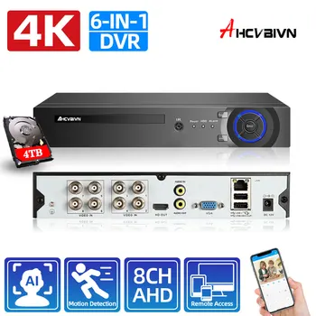 울트라 HD AHD DVR 4K 8CH CCTV 녹음기 지지대, 8MP 5MP IP 카메라, 얼굴 인식 P2P 클라우드 비디오 감시 DVR 녹음기