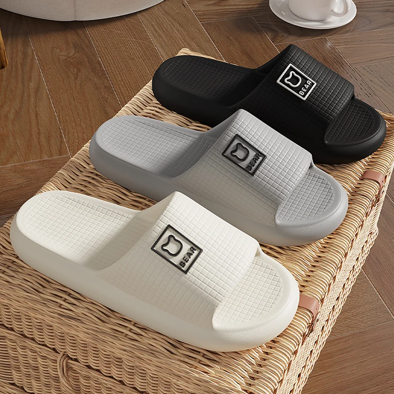 Plus Size 46-47 Men Slippers Sole EVA Indoor Open Toe Cartoon Bear Printing Women Flip Flops Beach Slides Flat Sandals Slides eva slippers eva sandals fashion slippers beach sandals beach slippers