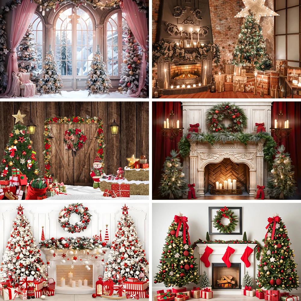 Christmas-Photography-Backdrop-Winter-Christmas-Tree-Gifts-Red-Socks ...