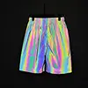 Fashion Holographic Men's Black Reflective Rave Rainbow Shorts Festival Party Psychedelic Shorts 4