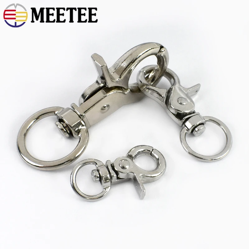3/5/10Pcs Meetee 10-18mm 소형 금속 스프링 스냅 후크 회전식 랍스터 버클 개 목걸이 연결 후크 카라비너 DIY 액세서리
