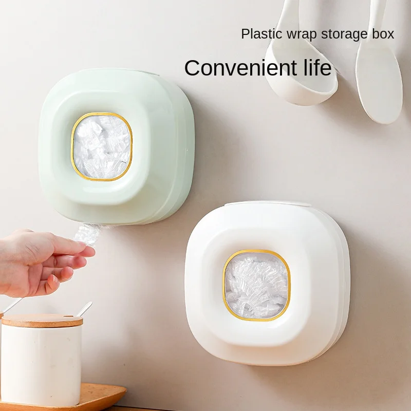 

Disposable plastic wrap storage box artifact removable wall-hung household kitchen non-perforated plastic wrap cover box