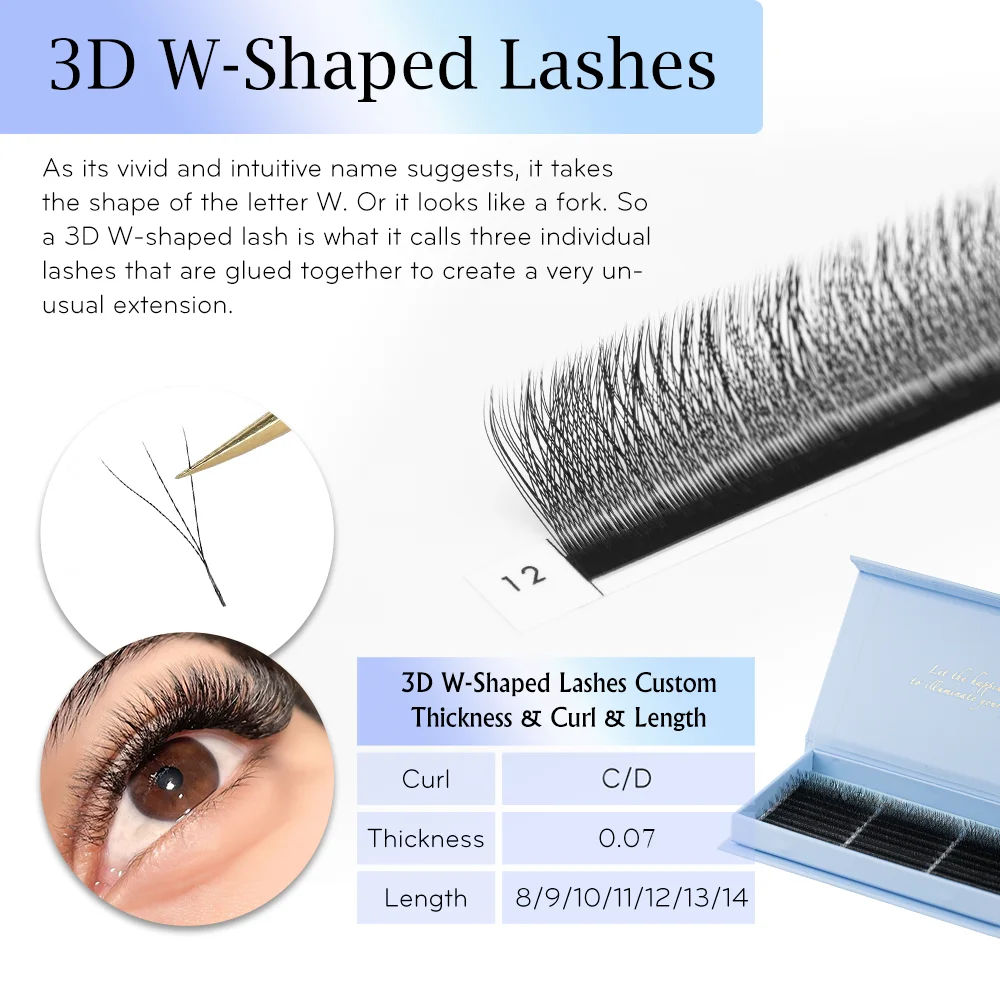 24Row Premade Fan Lashes YY Shaped C/D Curl Individual Eyelash Super Soft PBT Fiber YY Lash Extension 3D/4D/5D/6D W Shape lashes