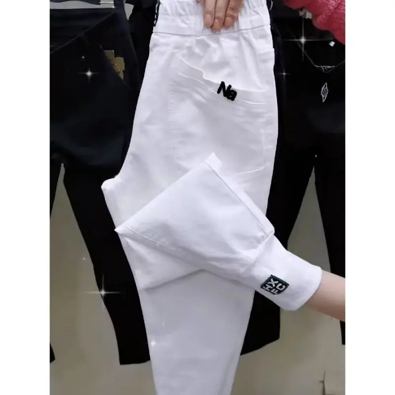 Autunno inverno Harajuku Y2K tinta unita elastico in vita pantaloni da Cowboy donna moda tasca Haren pantaloni Casual abbigliamento femminile 5