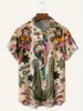 Plus size men's summer anime crocodile and gorilla print casual fashion short-sleeved 2024 new Hawaiian shirt 1