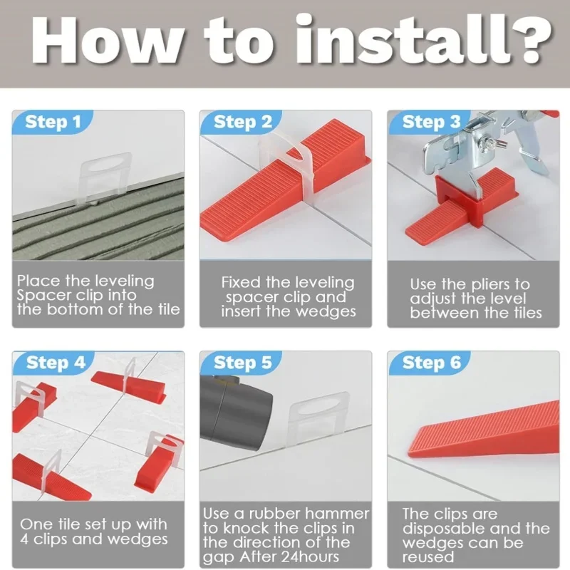 500PCS Tile Leveling System 0.35mm 0.5mm Leveler Base Tile Leveling Toolkit Shims Clamps Wedges Construction Tools
