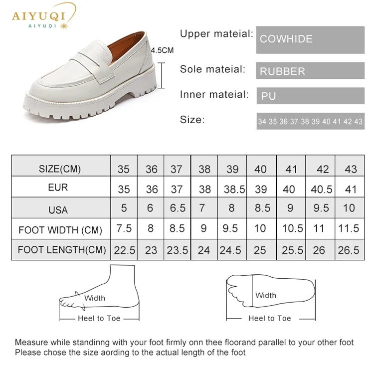 AIYUQI Spring Shoes Female British Style 2022 New Thick-soled College Style Casual Loafers Genuine Leather Fashion Shoes Girls