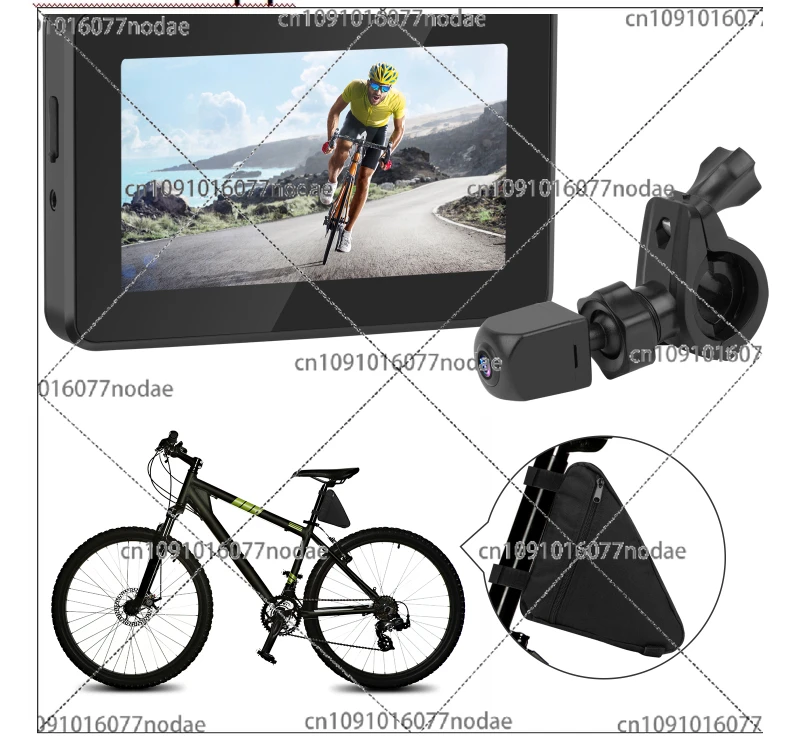 Shkalacar Bike Mirror Handlebar, 1080P Bicycle Rear View Camera With 4.3'' Monitor 8-LED Night Vision 150u00b0 Wide Angle View Rotatable Bracket, Compatible With Mountain Bicycle, Road Bike