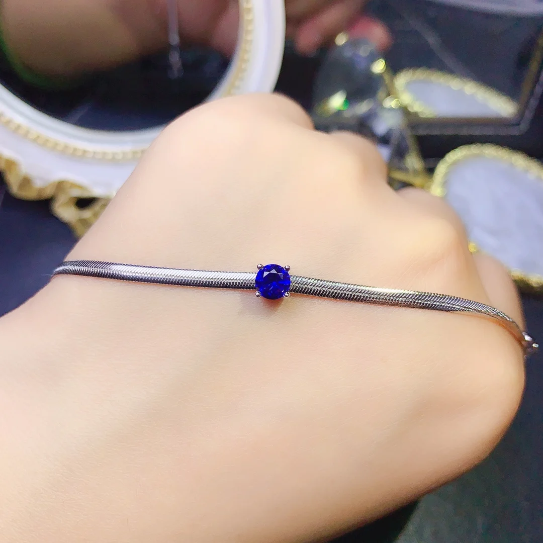 

New women's bracelet Natural Sapphire 925 sterling Silver Simple Generous luxury gem Christmas gift ladies free shipping