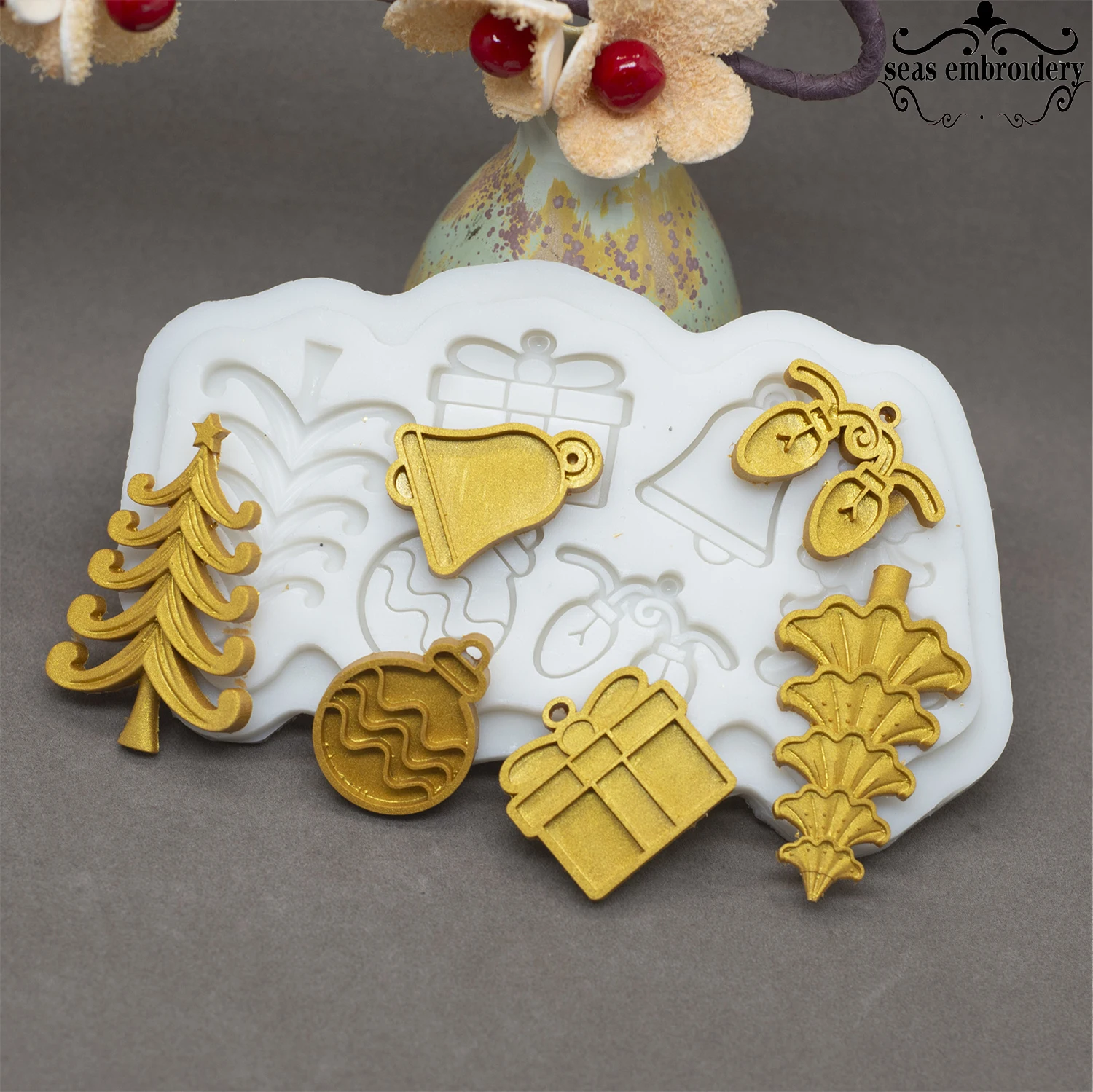 

Epoxy resin necklace Christmas decorations Silicone Mold Dessert Cake Lace Decoration DIY Chocolate Candy Pastry Fondant