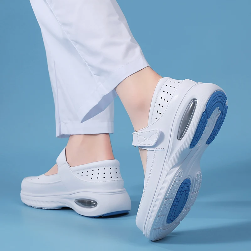 STRONGSHEN Women Shoes White Cushion Nurse Shoes Wedge Comfortable