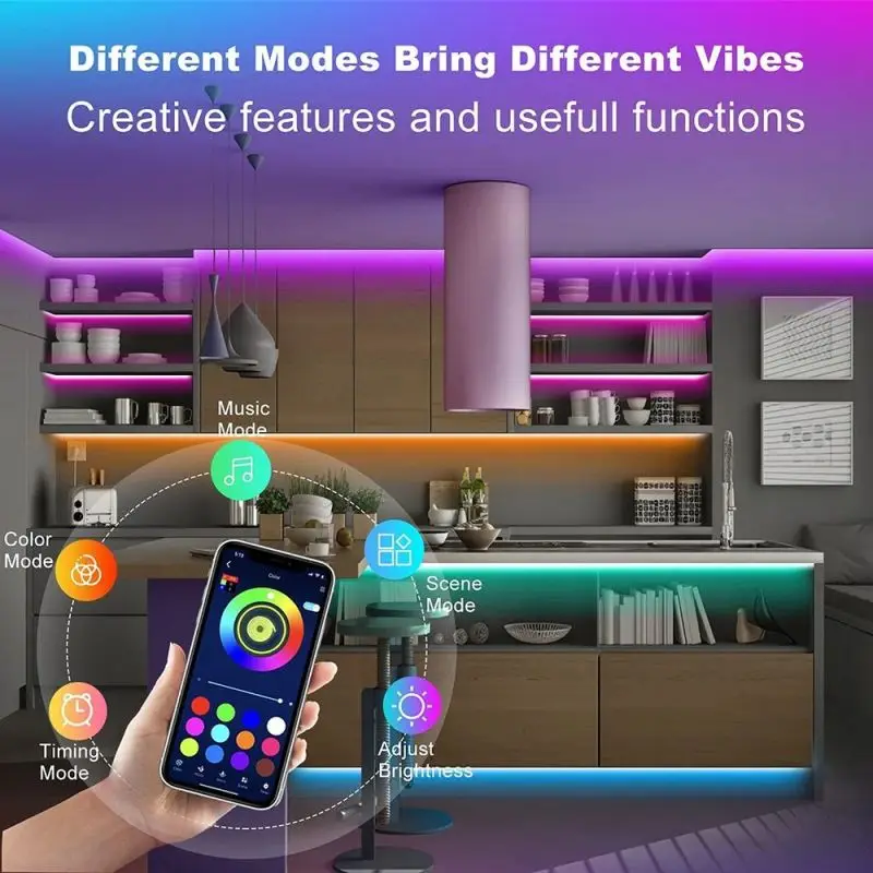 LED Strip Light Lights Flexible 5050 SMD 5V Tape Bluetooth USB RGB Self-adhesive TV Desktop Diode Suitable For Bedroom Cabinets 4