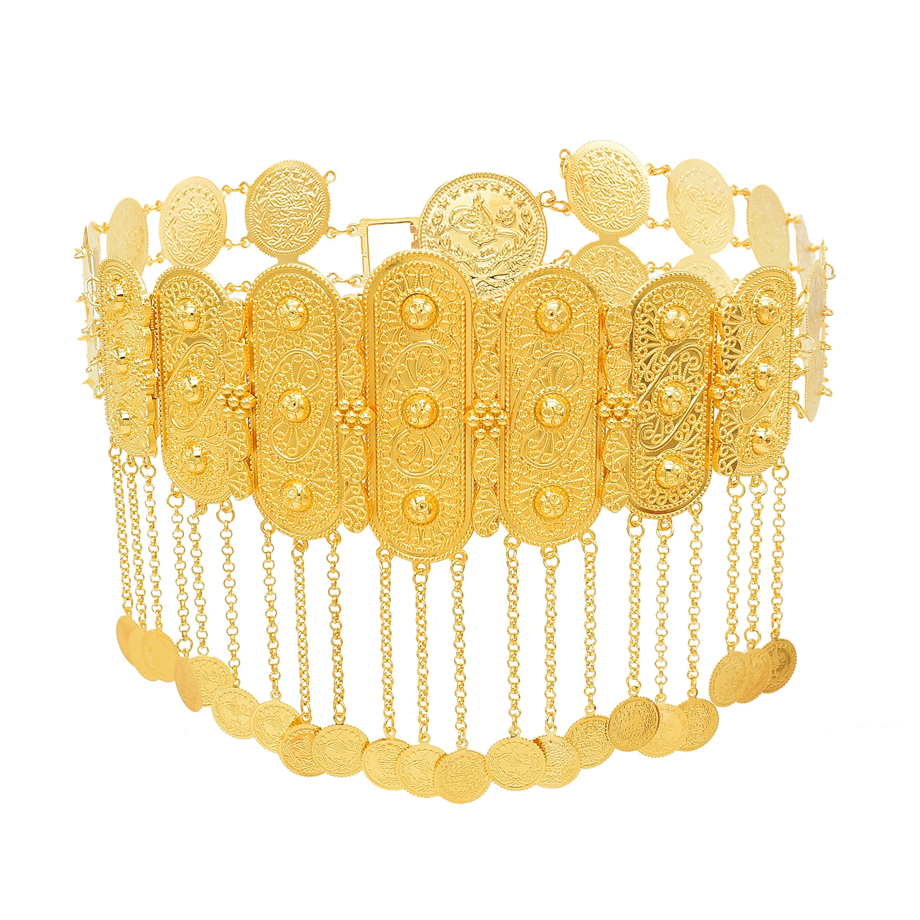 Traditional Arab Gold Plated Coins Belt Belly Chains Body Chain Fashion Dubai Kurdish Turkish Ethnic Dress Wedding Body Jewelry