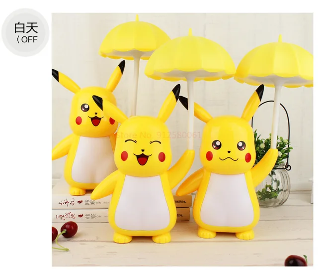 New Pokemon Pikachu Figures lampada da tavolo ricarica Usb 3 marce luce di  lettura regolabile protezione