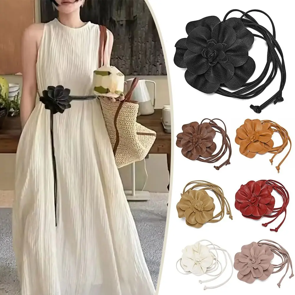 Elegant Floral PU Leather Waist Belt: Luxurious Decorative Woven Strap