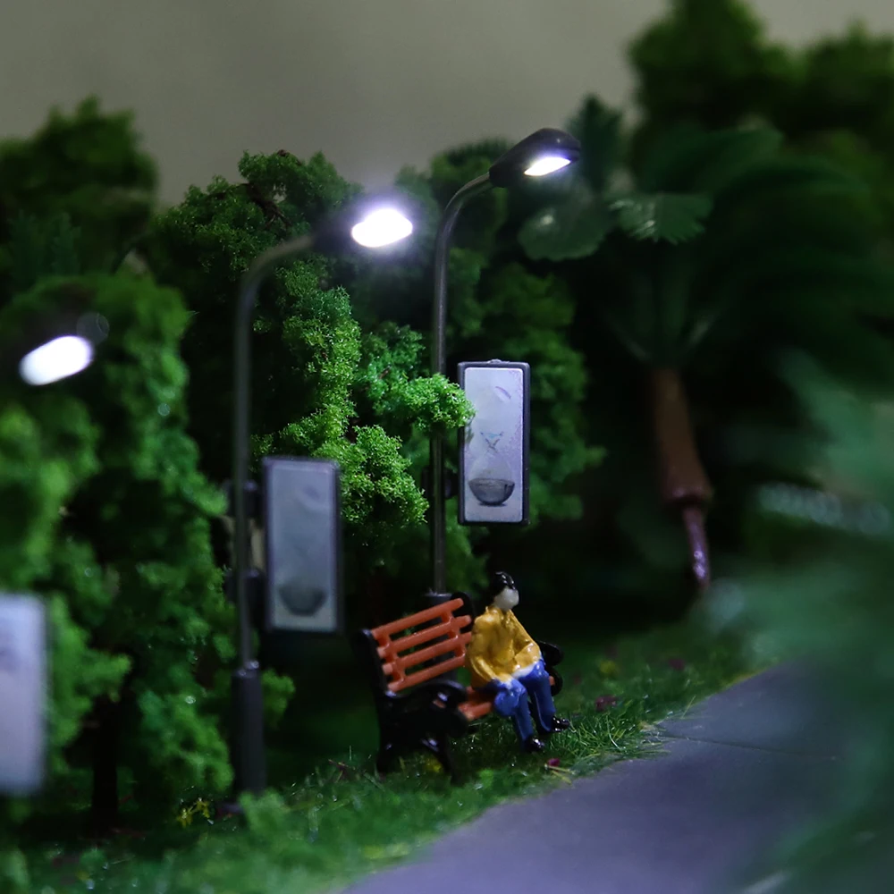 3V LED Advertising Lights Street Lamp Illuminated Model Lamppost  Railway Train Layout Diorama Sand Table Landscape 10pcs 5
