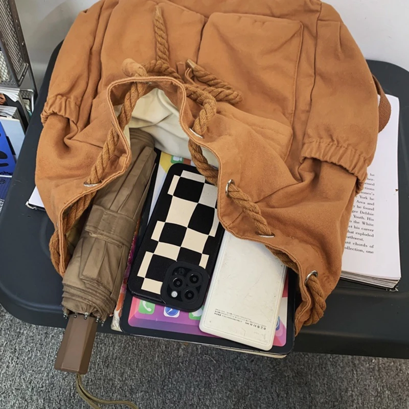 Modna plecak Vintage damska płócienna Mochila dla dziewczynek torba na książki plecak na uczelnię sznurkiem torba na ramię na wypoczynek