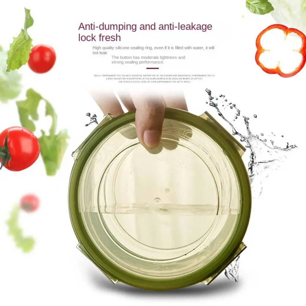 Sealed Round Refrigerator Storage Box with Lid Plastic Trasparent Crisper Food Containers Stackable Microwave-heated Lunch Box 3
