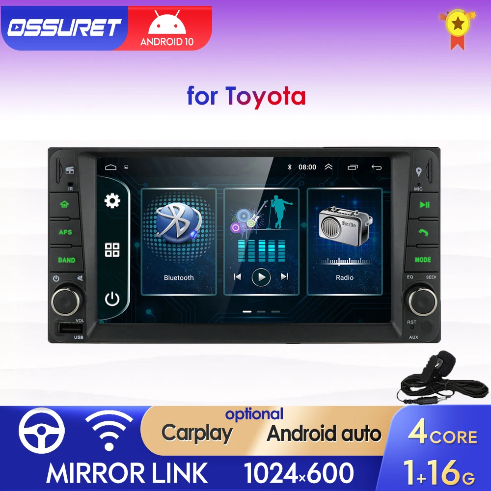 Автомобильный мультимедийный плеер 4-ядерный на Android с GPS для Toyota YARIS Hilux Camry RAV4 Corolla