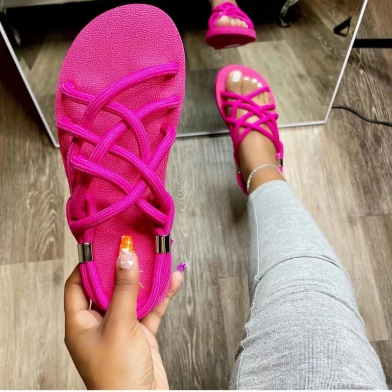 Largesizewomensandals2022summerflatwomensshoeshempropeset