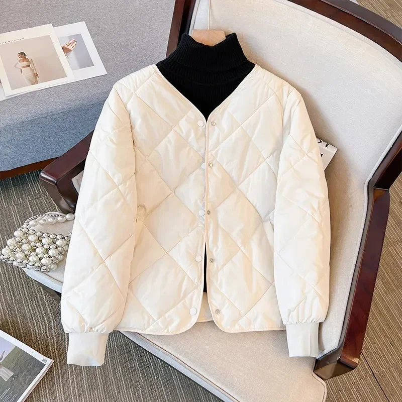 

2023 Autumn Winter New Jacket Women Down Cotton Jacket Lightweight Warm Loose Cotton Padded Jacket Casual Black Outerwear Female