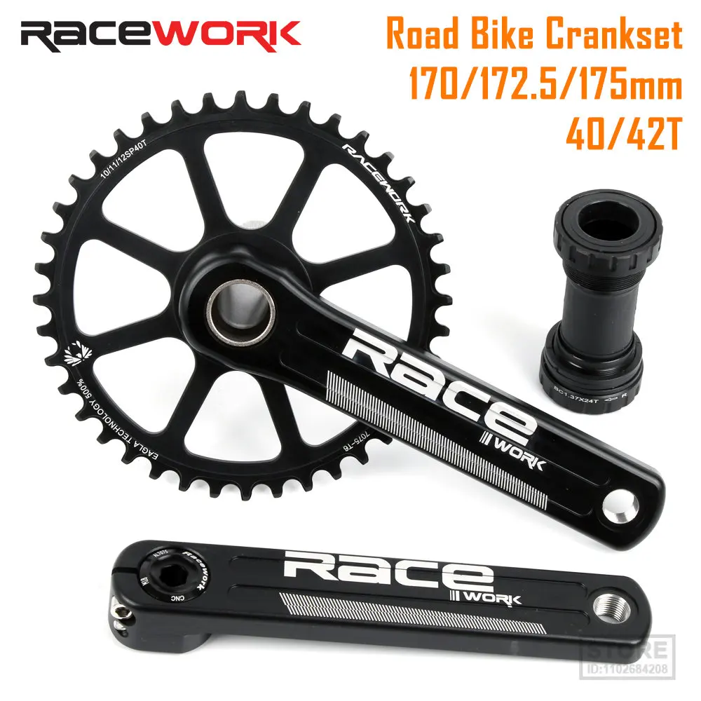 

RACEWORK Road Bike Crankset 40/42/44T GXP Single Chainring 10/11/12 Speed Wide and Narrow Sprocket CNC Crank Set 170/172.5/175mm