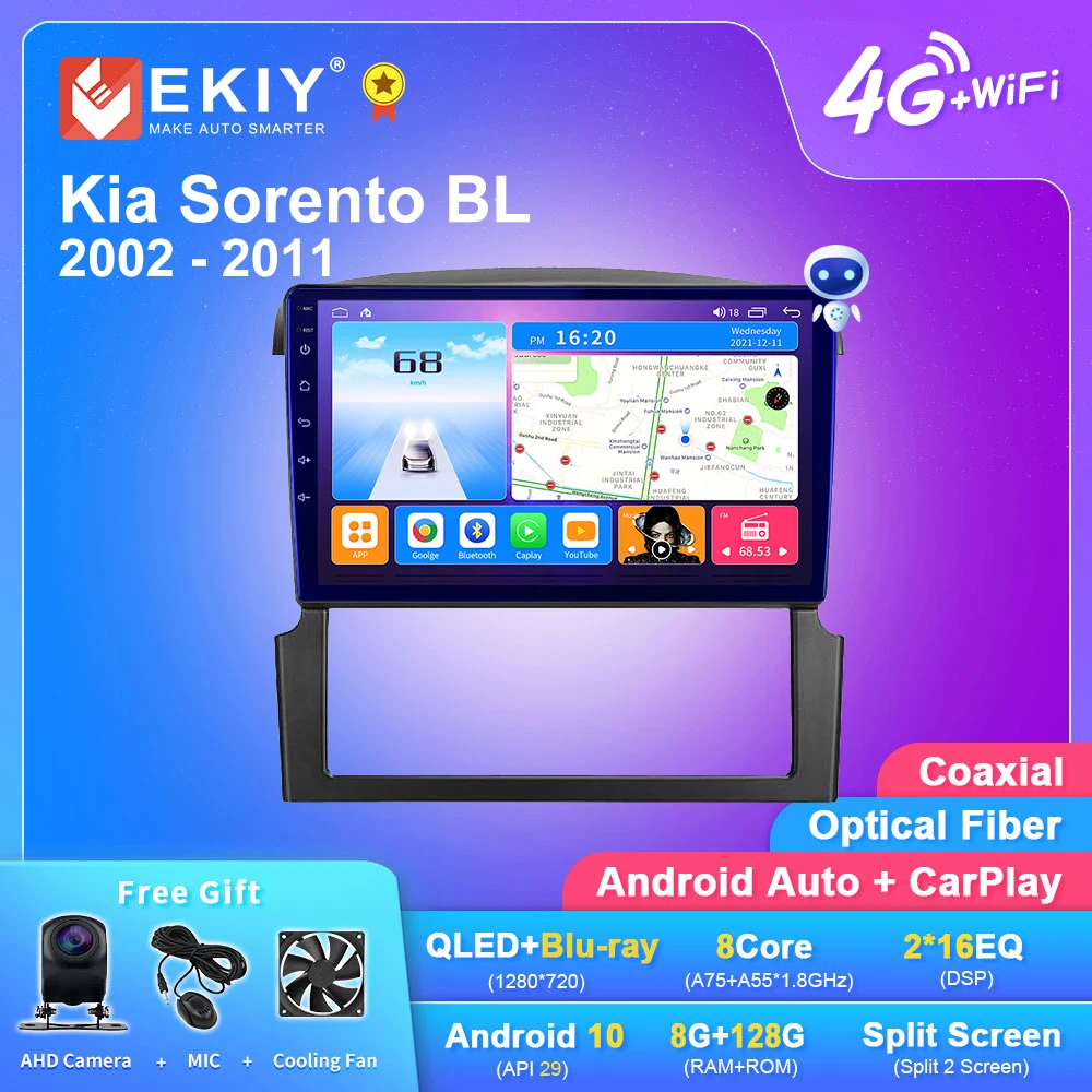 

EKIY T7 Android 10 Автомагнитола для Kia Sorento BL 2002 - 2011 стерео навигация GPS Carplay мультимедийный видеоплеер NO 2din DVD HU