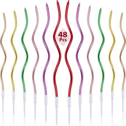 Elegant Spiral Cake Candles for Celebrations and Decorations (Colorful Curve48pc)