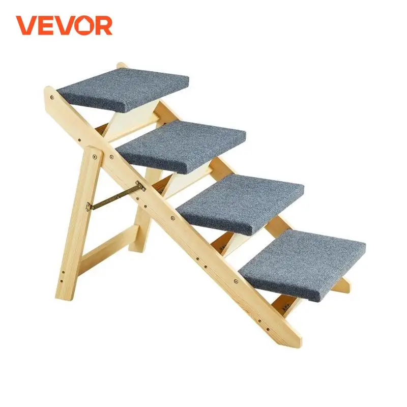 VEVOR Wooden Pet Steps and Ramp Combo 2-in-1 Design Foldable Access for Beds Steps Structure for Pets of Small to Large Size pet ramp stairs