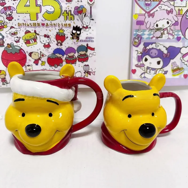 Kawaii Disney Anime Winnie Pooh Bear Tiger Action Figure Toys Anime Ceramic Christmas Couple Cup Mug Regali Di Compleanno Per Bambini