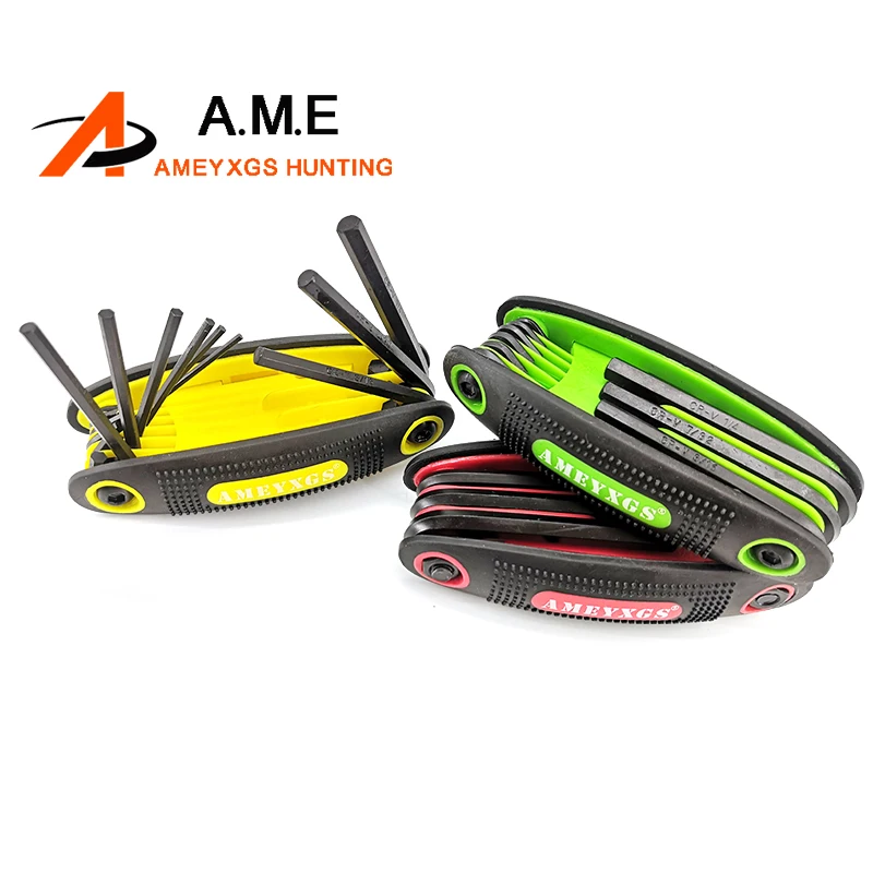 

9 in1 Multi Hex Key Metric Folding Hex Key Allen Wrench For Compound Recurve Bow Archery Wrench Hexagon Key Combo Multi-Tool
