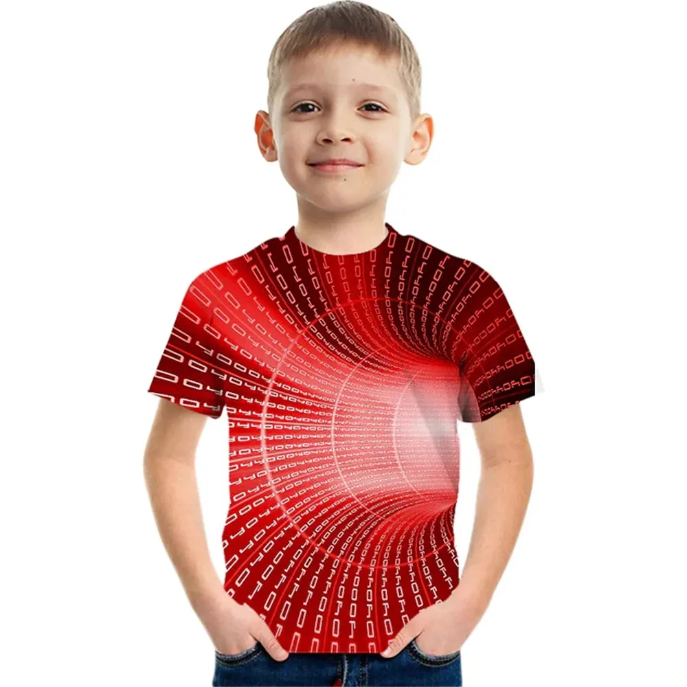 

Tops for Children Short Sleeve Summer Vortex T Shirt Girl Kids Clothes 3D Print Tee Shirts Korean Casual Clothes from 4-14 Years