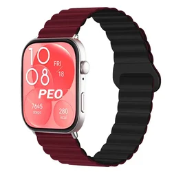 Magnetic Silicone Sport Band - Waterproof Watch Strap Bracelet Accessories for Huawei Fit 2 (9.Wine and black)