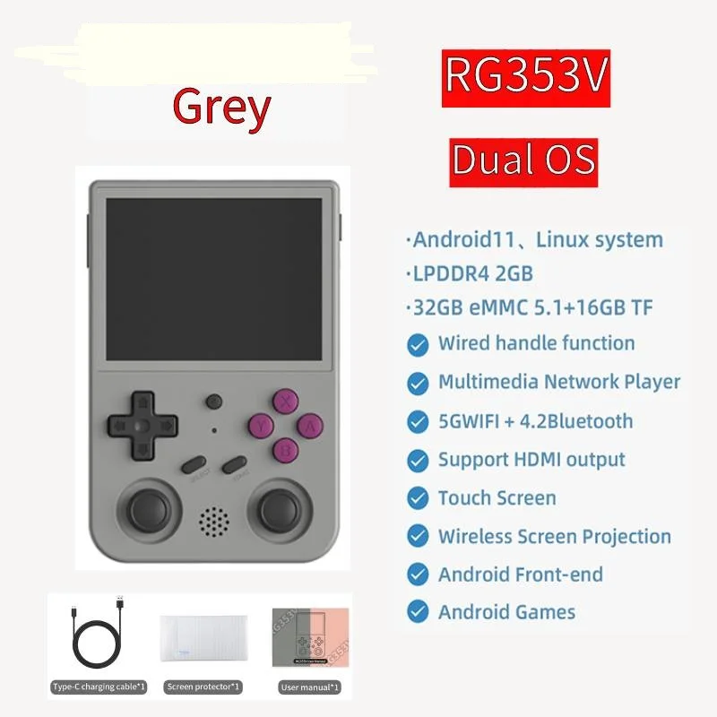 Rg353v Rg353vs Retro Games Portable 3.5inch Video Game Console