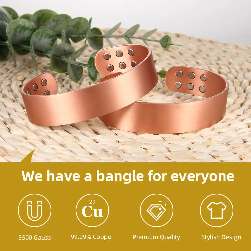Men Copper Magnetic Bracelet Double Row 3500 Gauss Strength Magnets Solid Pure Copper Jewelry Gift with Adjustment Cuff magnetic bracelet