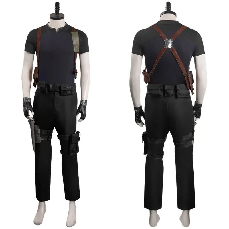 

Leon S.Kennedy Cosplay Costume Resident 4 Remake Top Pants Belt Halloween Carnival Party Disguise Suit