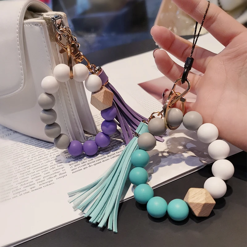 Fashion mobile phone lanyard Samsung case cartoon key chain silicone beaded tassel pendant | Мобильные телефоны и