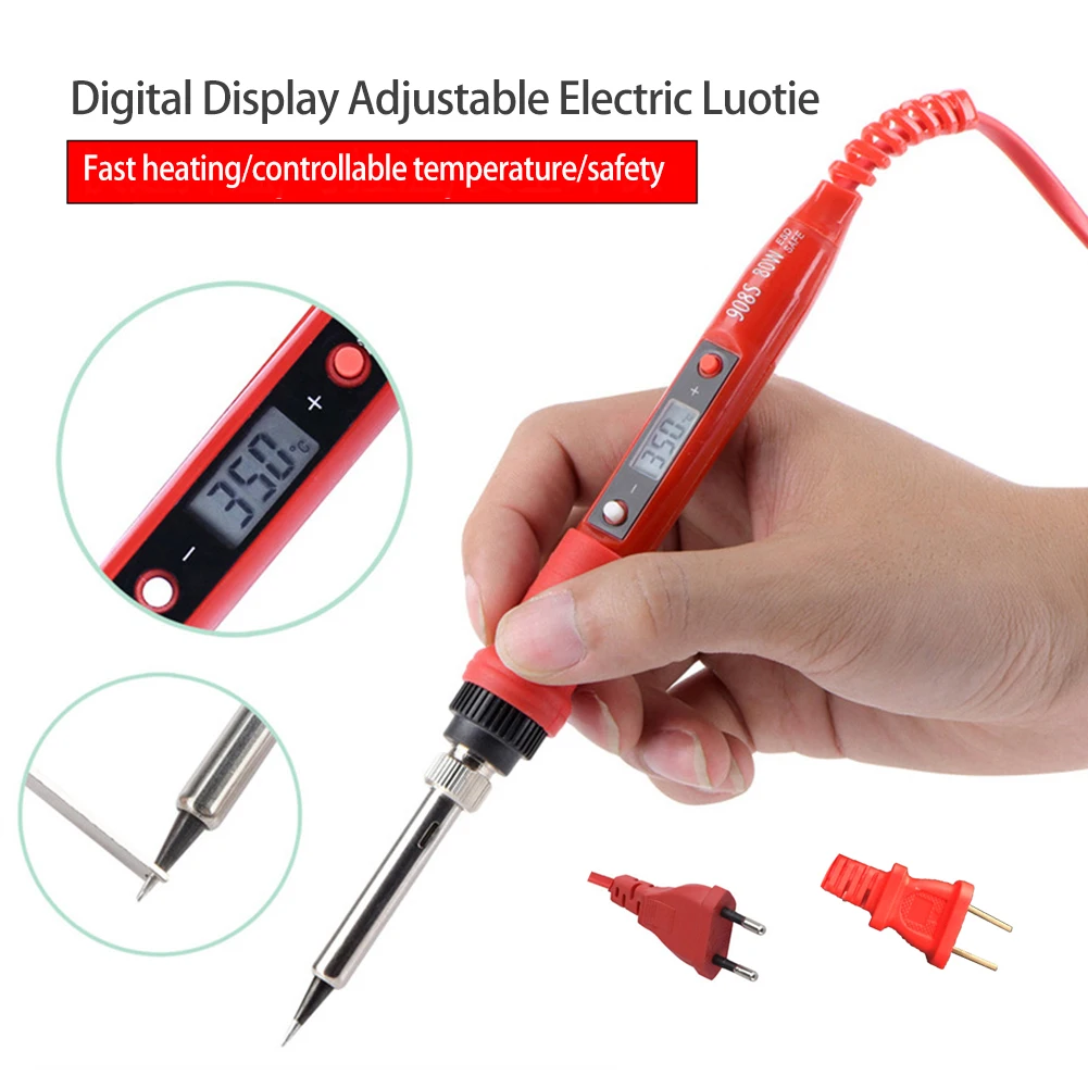 80W Digital LCD Soldering Electric Welding Iron Tools Electronic Pen Repair Kit 