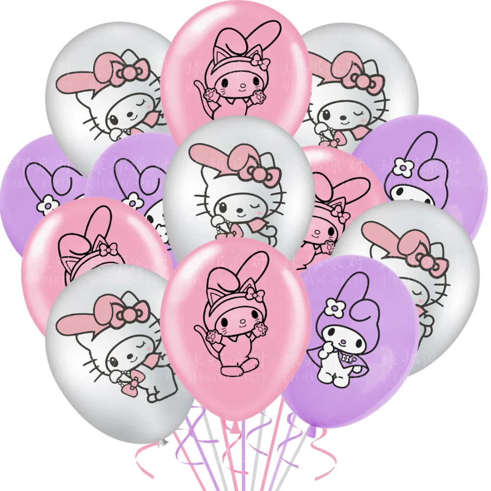 18Pcs Sanrio My Melody Anime Theme Party Decorations Balloons Kawaii Latex Balloons Wedding Birthday Festive Party Supplies romantic wedding i love you foil balloons heart ballons13pcs set valentine day birthday party decorations latex globos supplies