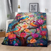 Flower Butterfly Blankets for Decorative Sofa Blanket King Size Microfiber Bedding Fluffy Plaid Beach Towel Home Interior Throw 2