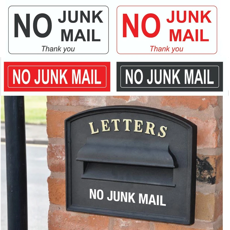 No Junk Mail Waterproof Sticker Front Door Letterbox Sign Mailbox Outdoor Self Adhesive Vinyl Decal