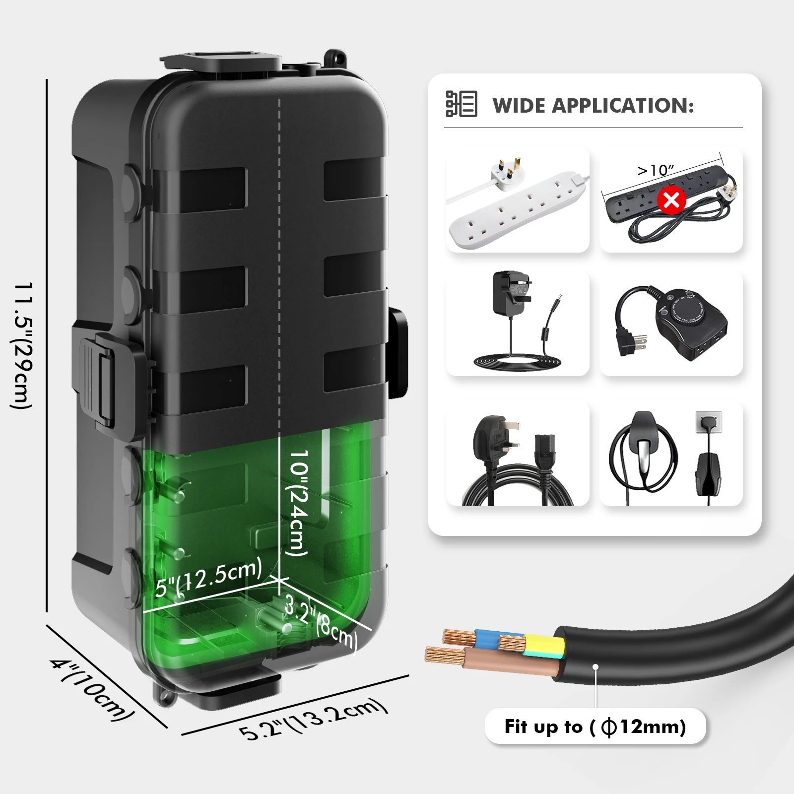Durable Weatherproof Outdoor Electrical Junction Box - Medium, IP54 Rated, Wall-Mounted